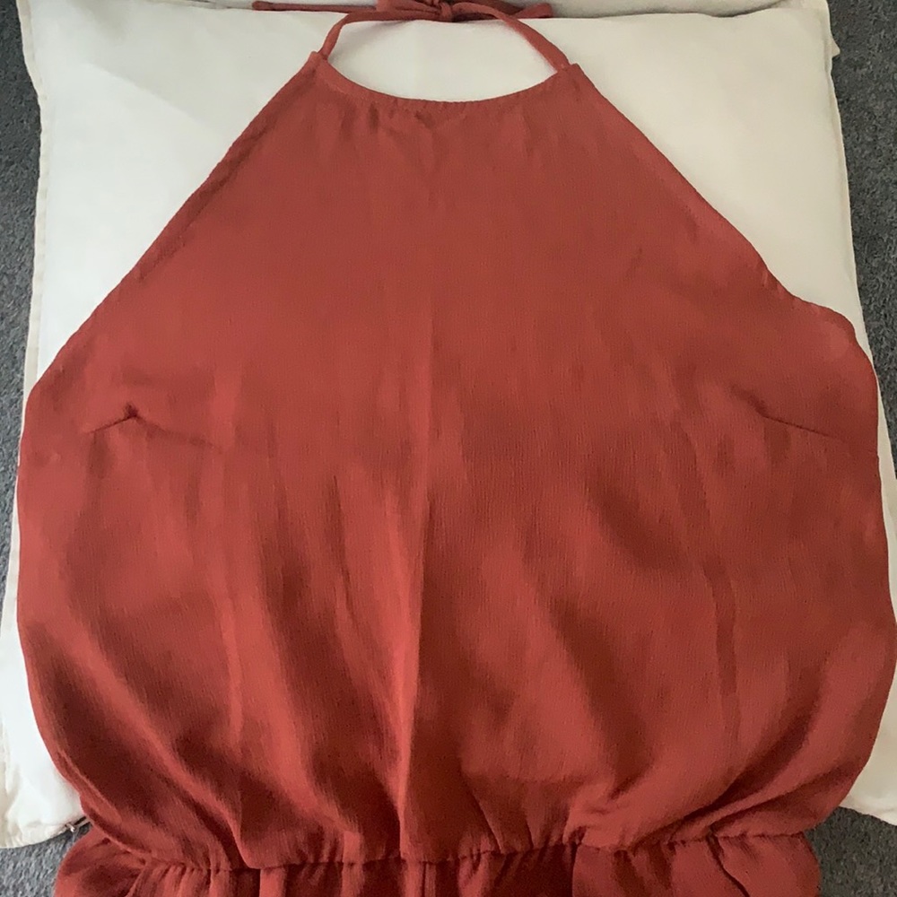 Halter Backless Jumpsuit in Burnt Orange Color Size S NWT - Picture 2 of 5